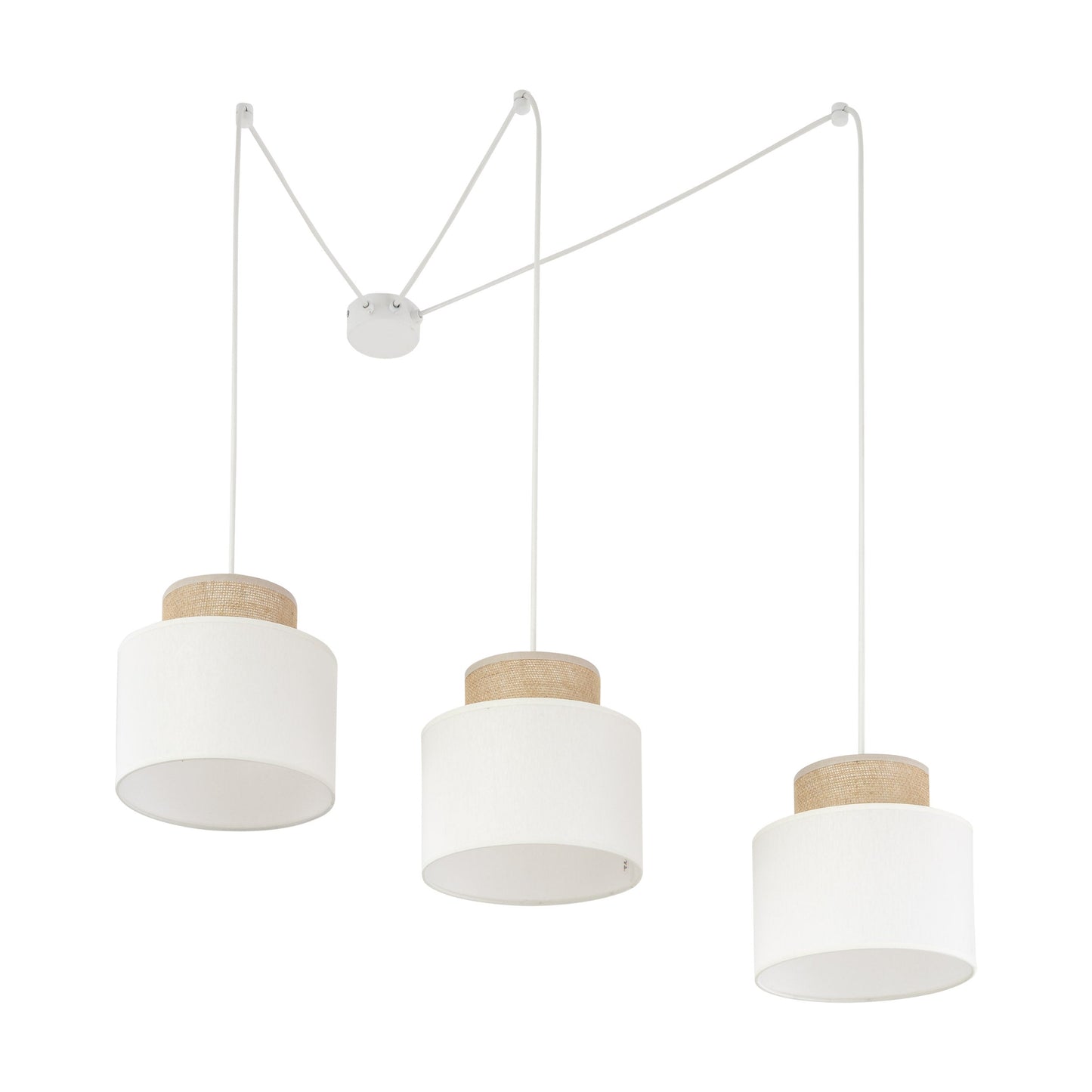 Suspension DUO blanche réglable à 3 lampes pour table de salle à manger et îlot de cuisine
