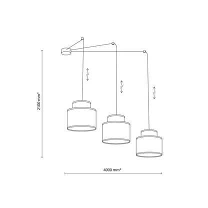 Suspension DUO blanche réglable à 3 lampes pour table de salle à manger et îlot de cuisine