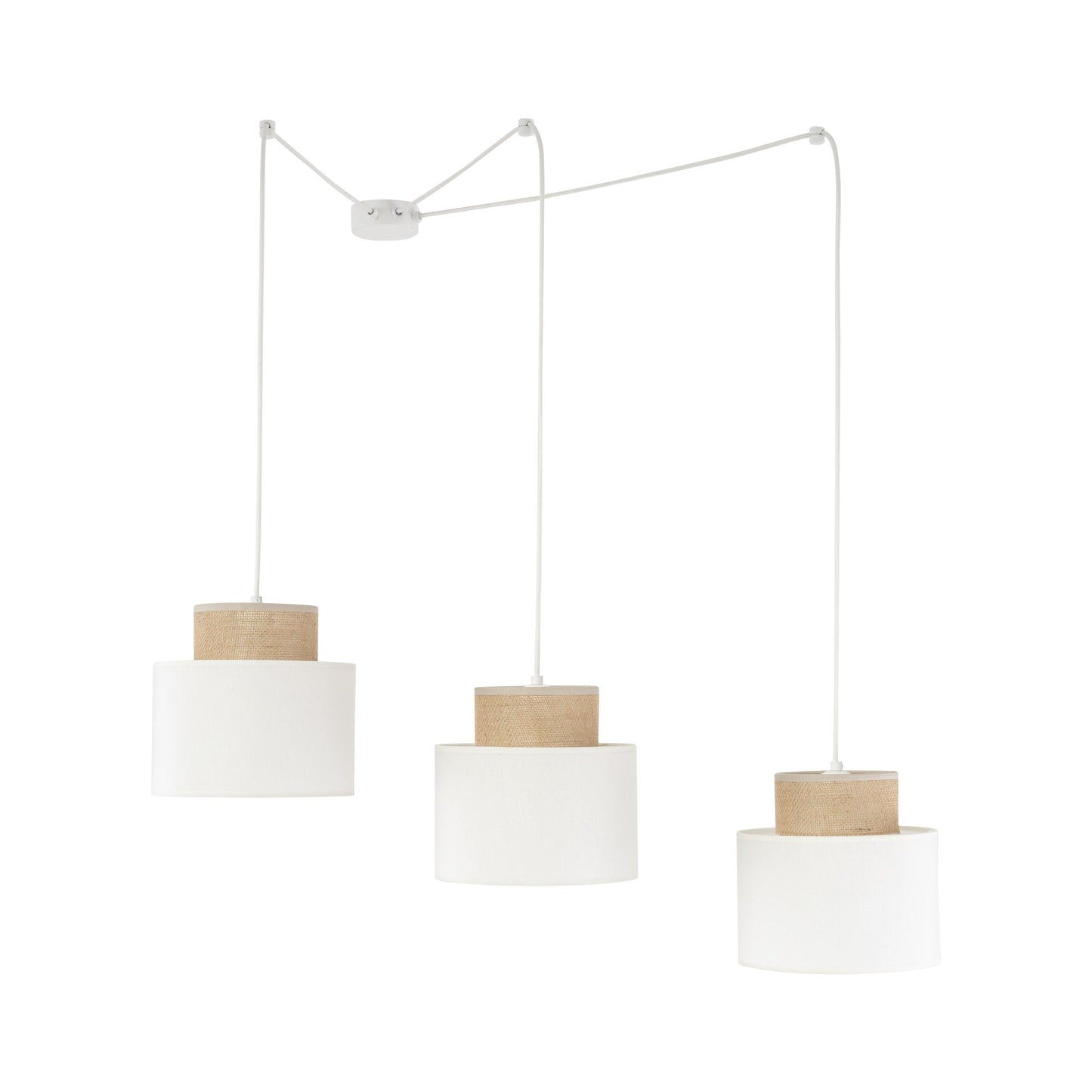 Suspension DUO blanche réglable à 3 lampes pour table de salle à manger et îlot de cuisine