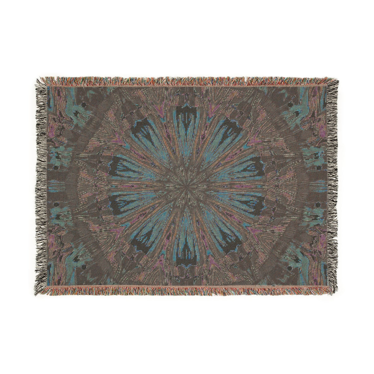 Couverture tissée Mandala Kaléidoscope — Jeté décoratif bohème pour salon et cadeau