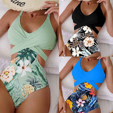 Bikini une pièce imprimé à découpes et noué