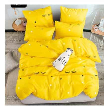 Parure de lit 4 pièces en polyester – Ensemble drap et housse de couette style INS à motif géométrique