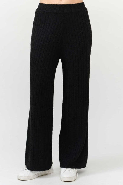 Cable Knit Wide Leg Sweater Pants