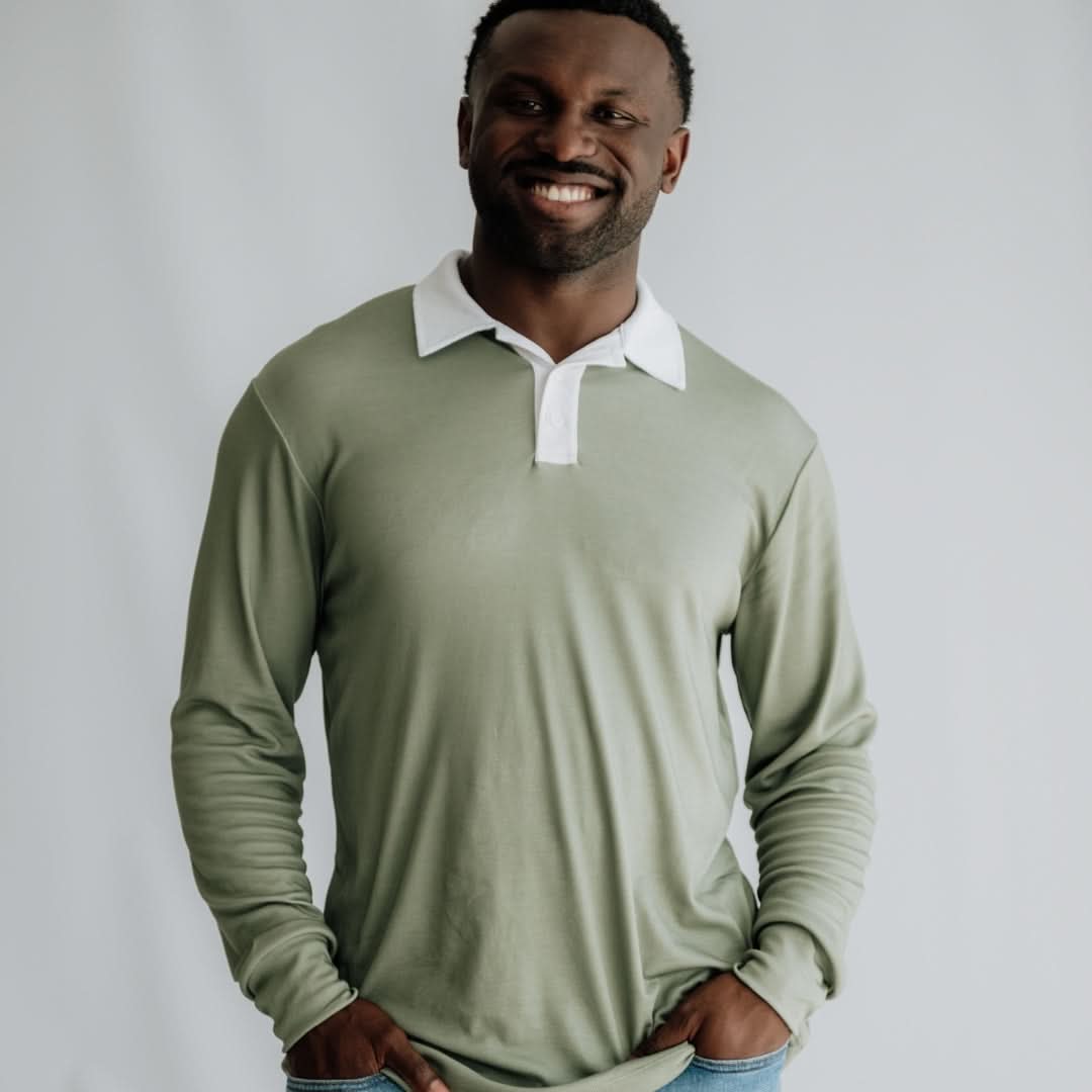 Unisex/Men's Bamboo Rugby Style Shirt | Sage
