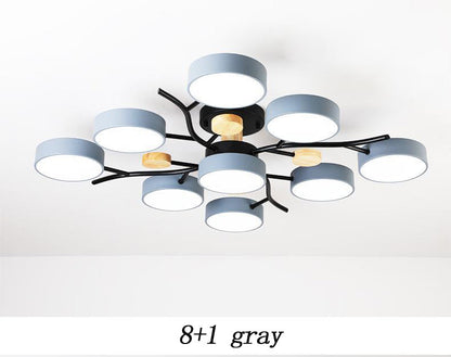Plafonnier LED pour salon, style nordique, bois simple, coloris macaron