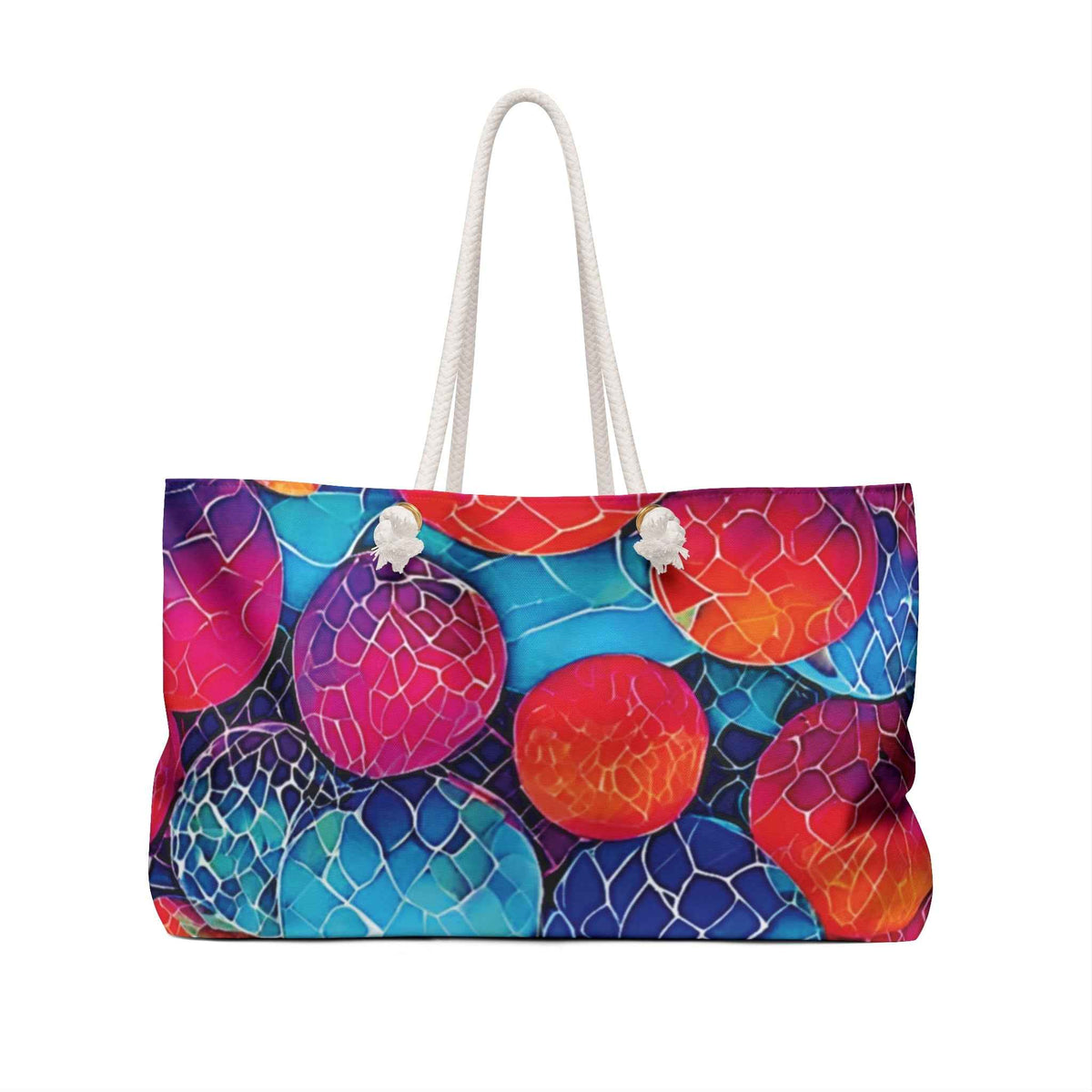 Sac de Week-end Bulles Mosaïque Vibrante | Grand Sac Cabas de Plage Coloré