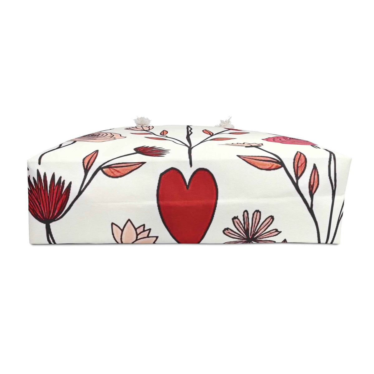 Sac de voyage fleuri | Sac fourre-tout de voyage dessiné à la main Rouge Blush | Cadeau pour maman