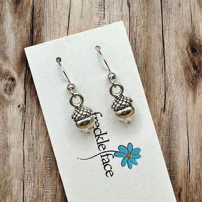 Simple Acorn Earrings – Minimalist Autumn-Inspired Earrings in Mixed Metals