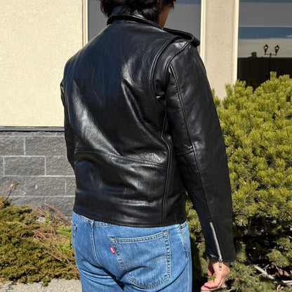 Open Road Men’s Buffalo Leather Biker Jacket with Removable Lining