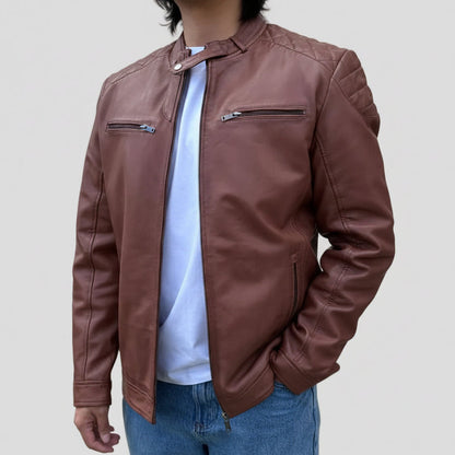 Blouson en cuir d'agneau Alvin pour homme BOL avec capuche amovible