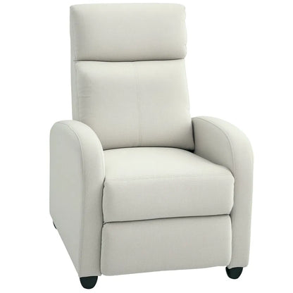 Cream White Fabric Recliner Chair – Manual Home Theater & Living Room Sofa with Padded Seat (United States & Canada Delivery Only)