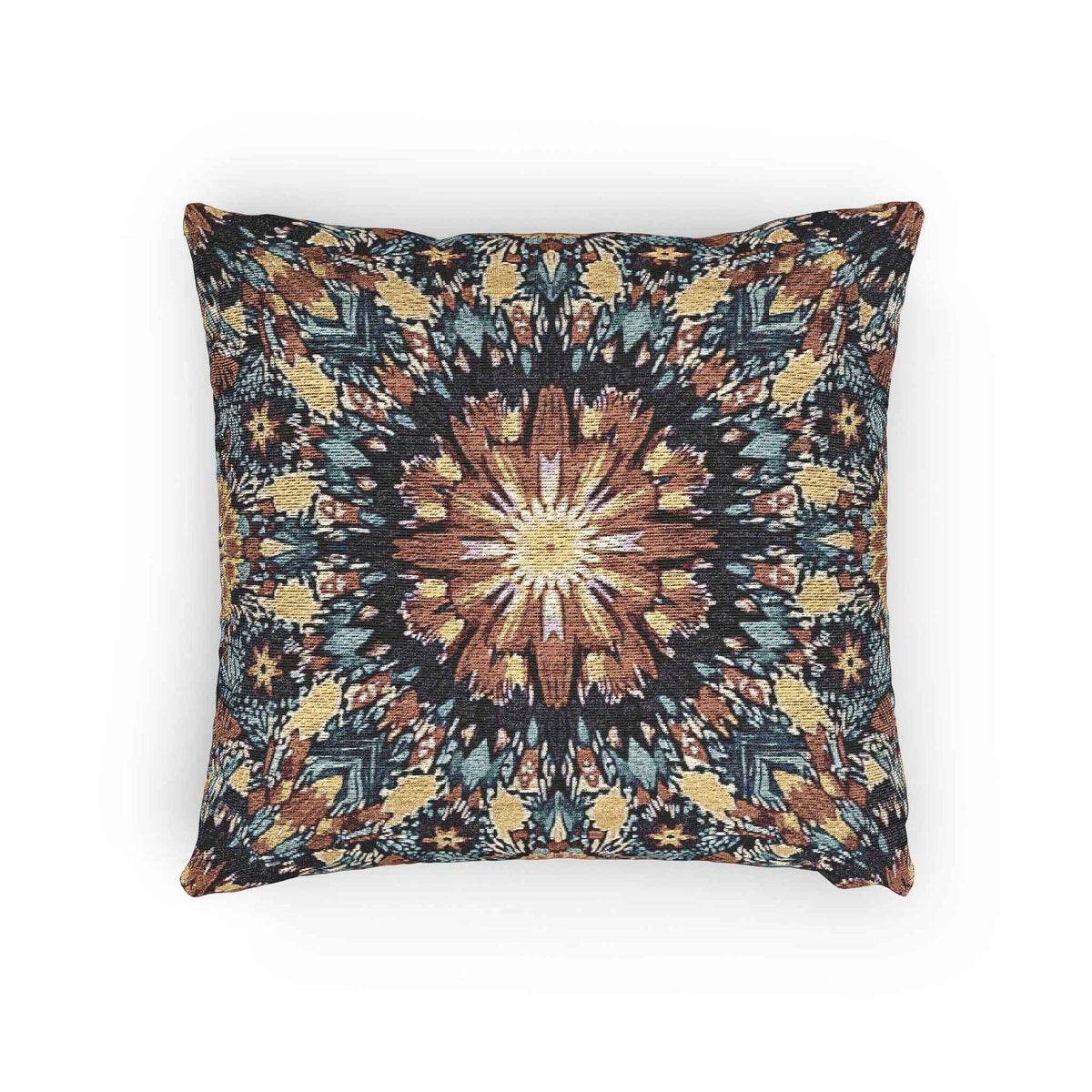 Oreiller tissé mandala géométrique | Coussin décoratif mosaïque bohème