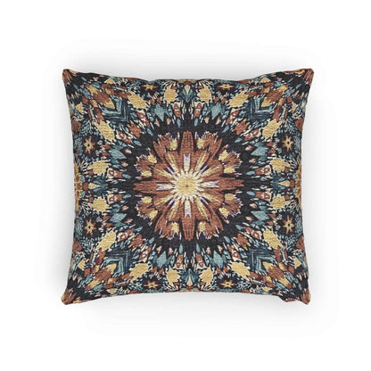 Oreiller tissé mandala géométrique | Coussin décoratif mosaïque bohème