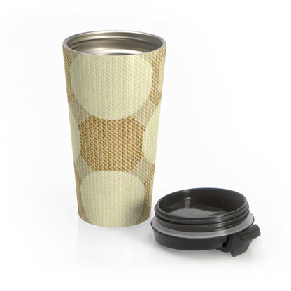 Mug de voyage isotherme en acier inoxydable à pois rétro crème et beige