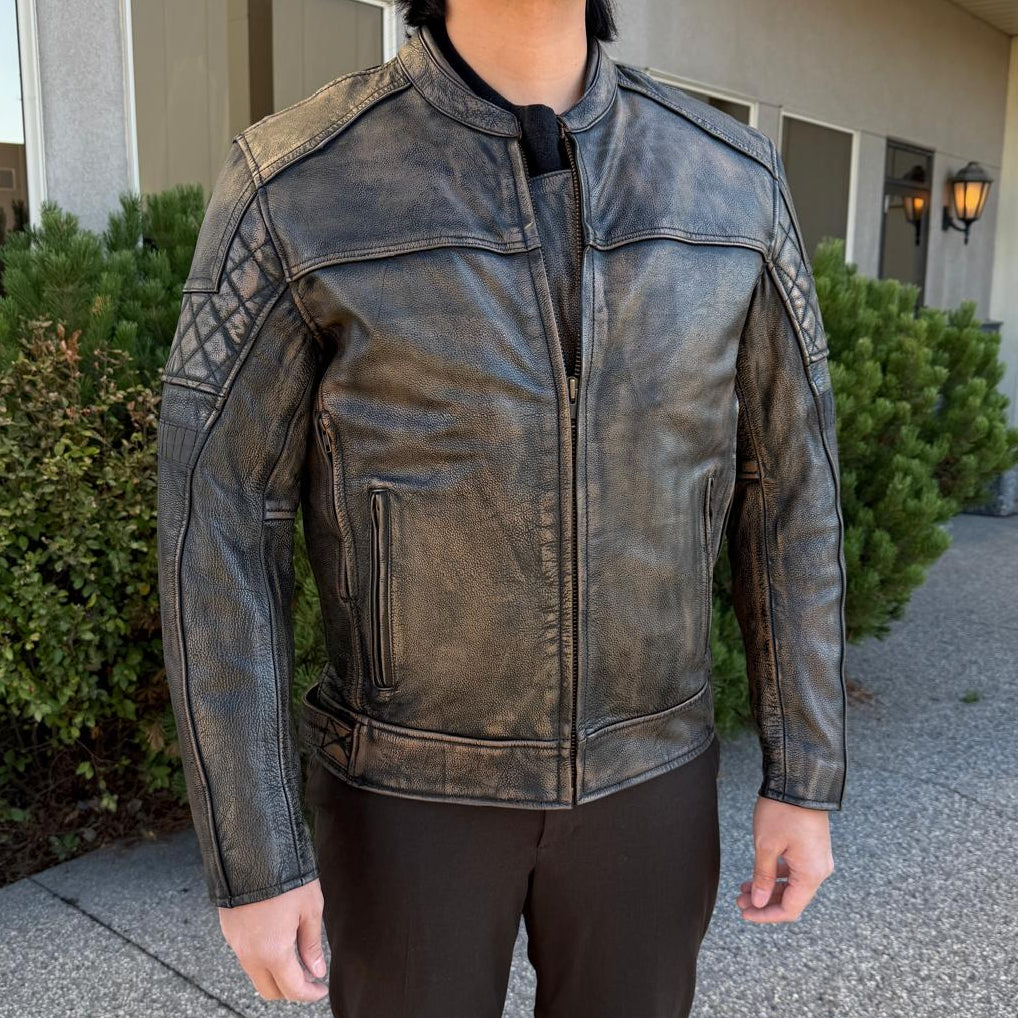 Unik International Men's Reflective Stripe Motorcycle Jacket