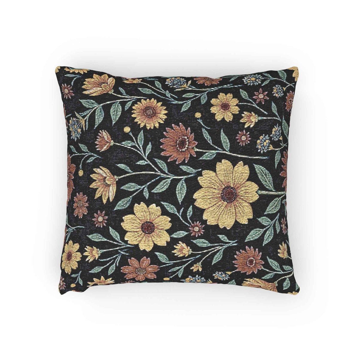 Coussin décoratif tissé motifs floraux vintage | Coussin tapisserie Tournesol, Coussin décoratif botanique