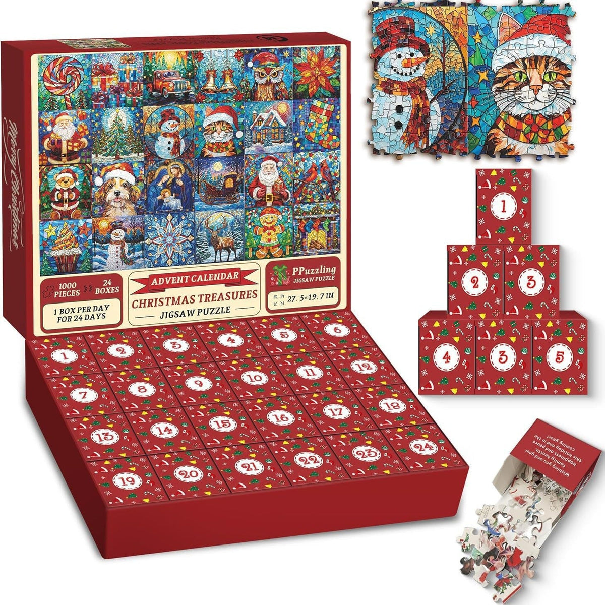 Christmas Puzzle Countdown Calendar, Holiday Jigsaw Puzzle