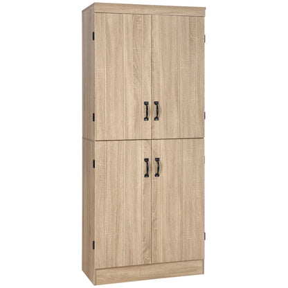 70-Inch Natural Storage Cabinet – 4-Door Freestanding Pantry with Adjustable Shelves (United States & Canada Delivery Only)