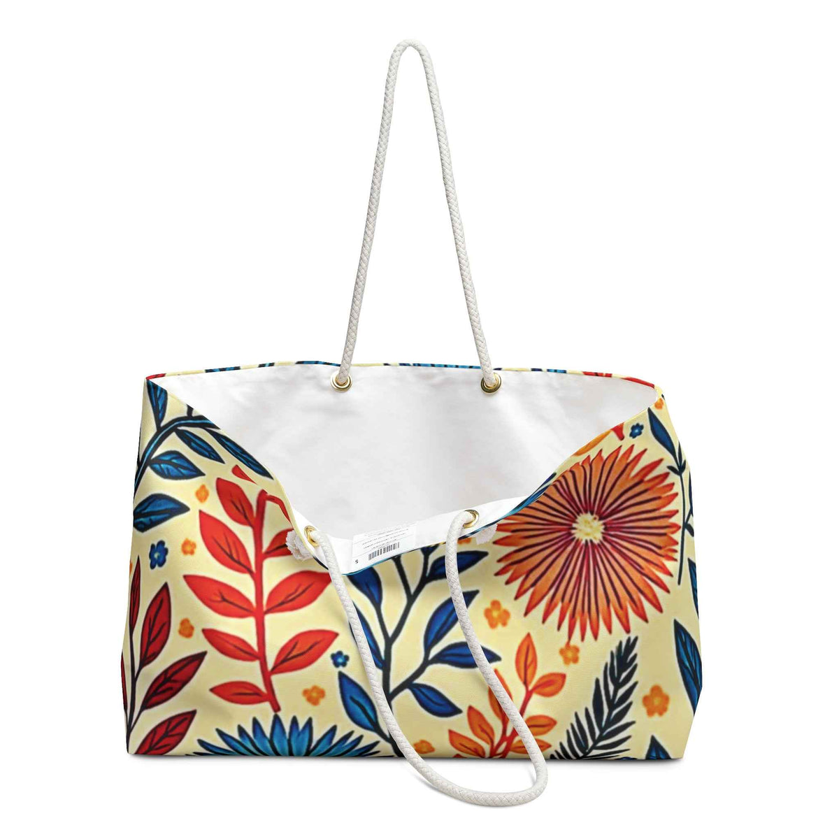 Sac de voyage à motif floral coloré | Grand fourre-tout à fleurs et feuilles de style bohème