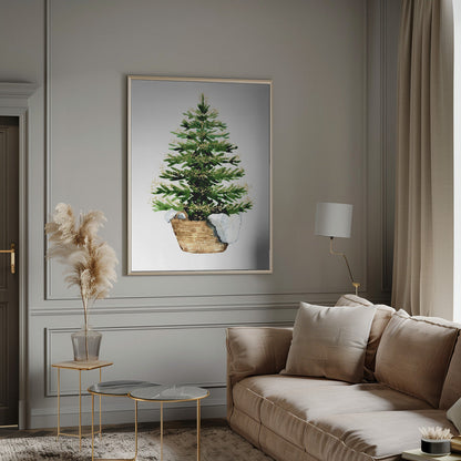 Décoration murale Sapin de Noël cosy aquarelle (2) Impression sur toile