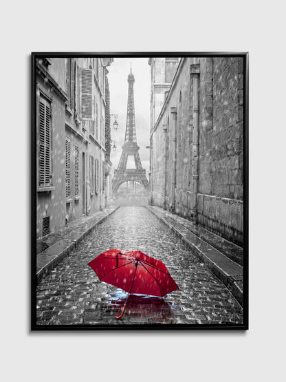 Toile murale - Parapluie rouge Tour Eiffel - Œuvre imprimée