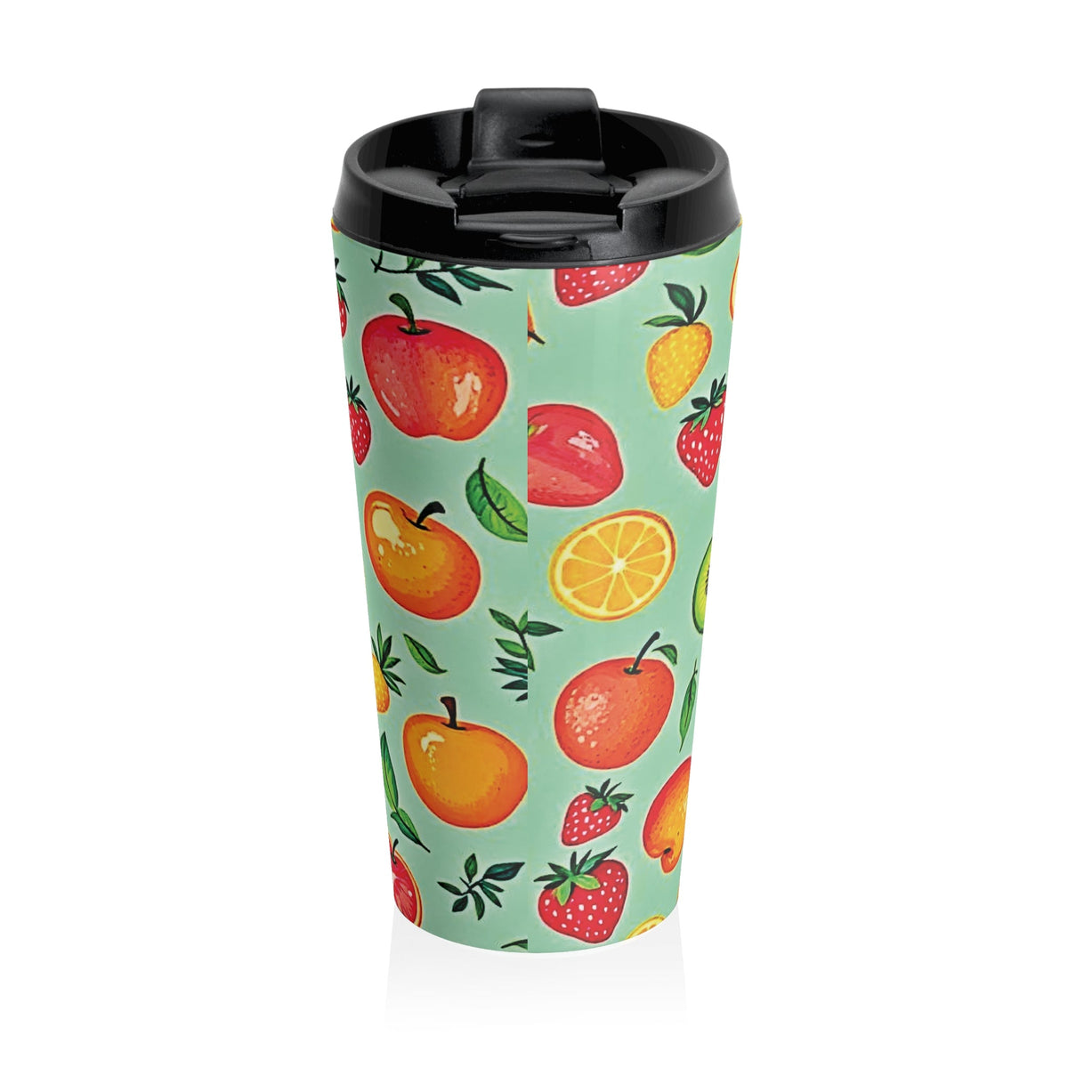 Mug de voyage à motif fruits colorés | Fraise Pomme Orange Kiwi Ananas