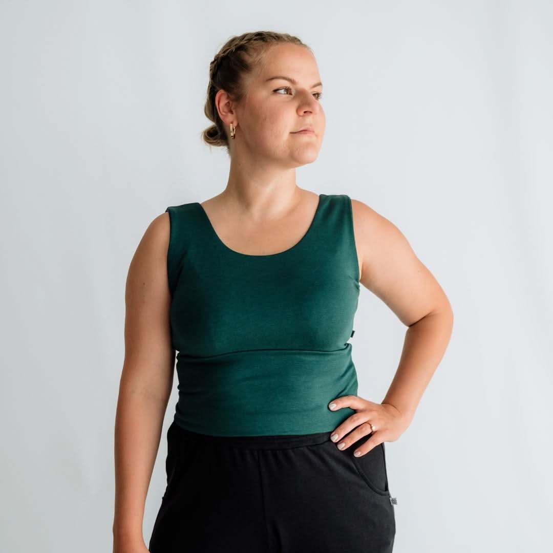 Ladies Bamboo Longline Bralette-Style Tank | Black