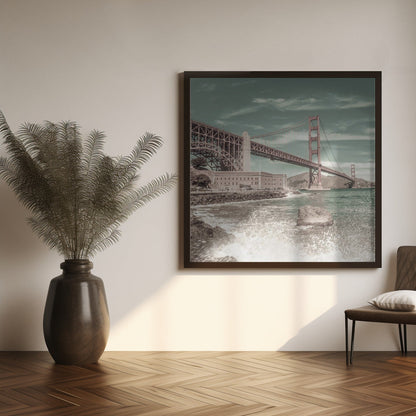 Décoration murale PONT GOLDEN GATE Côte Impression | style urbain vintage