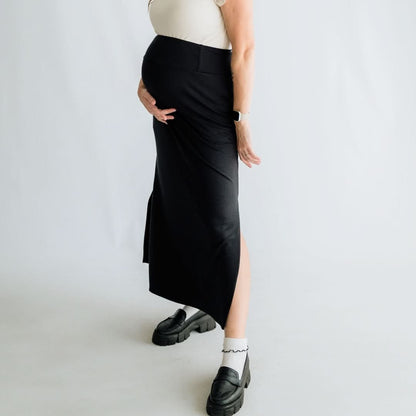 Ladies Side-Slit Bamboo Maxi Skirt | Sage