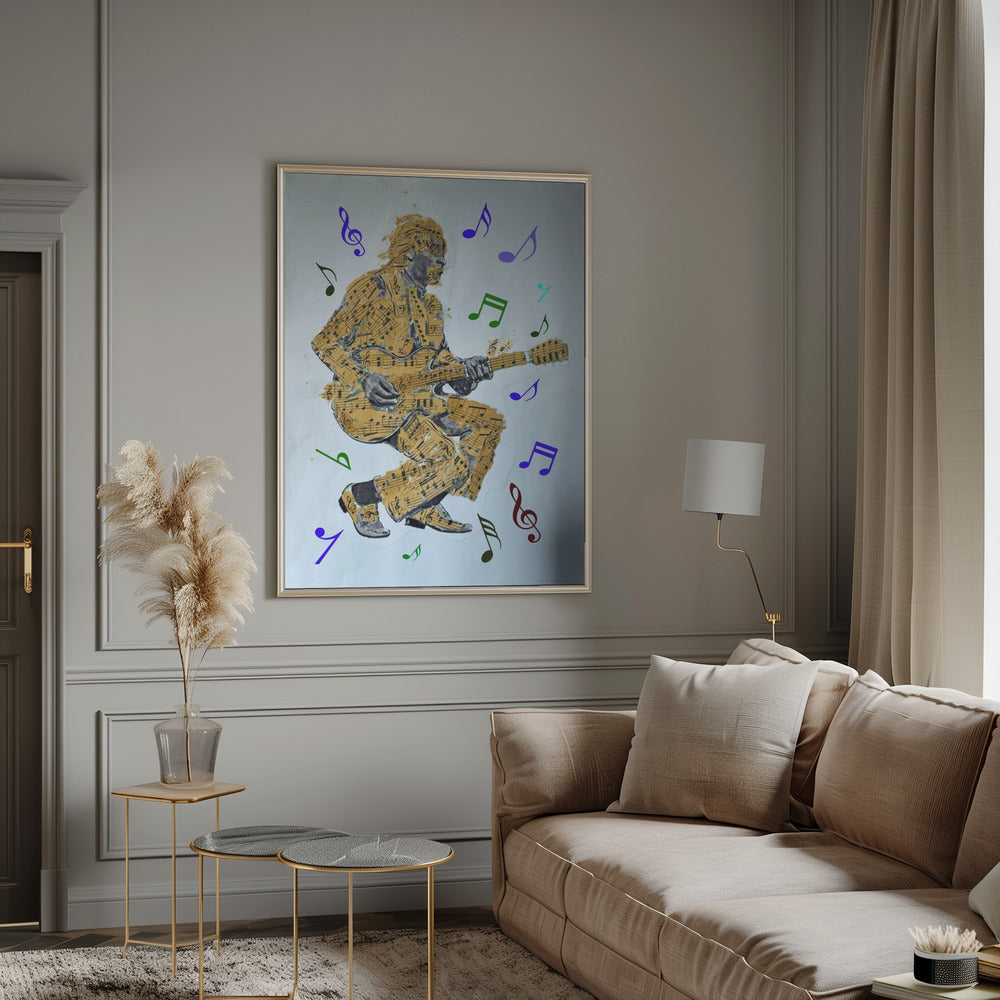 Impression sur toile Guitariste Notes de musique Art mural