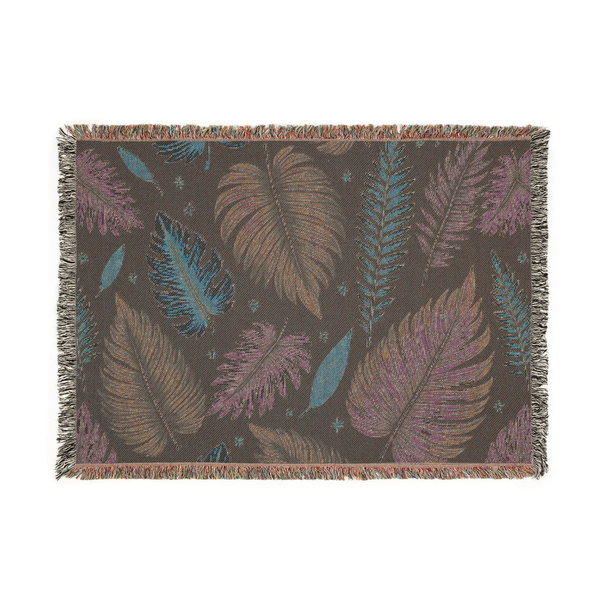 Couverture tissée « Feuilles à plumes »