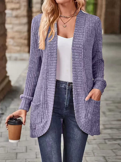 Manteau d’hiver mi-long décontracté pour femme avec poches – Veste d’extérieur automnale