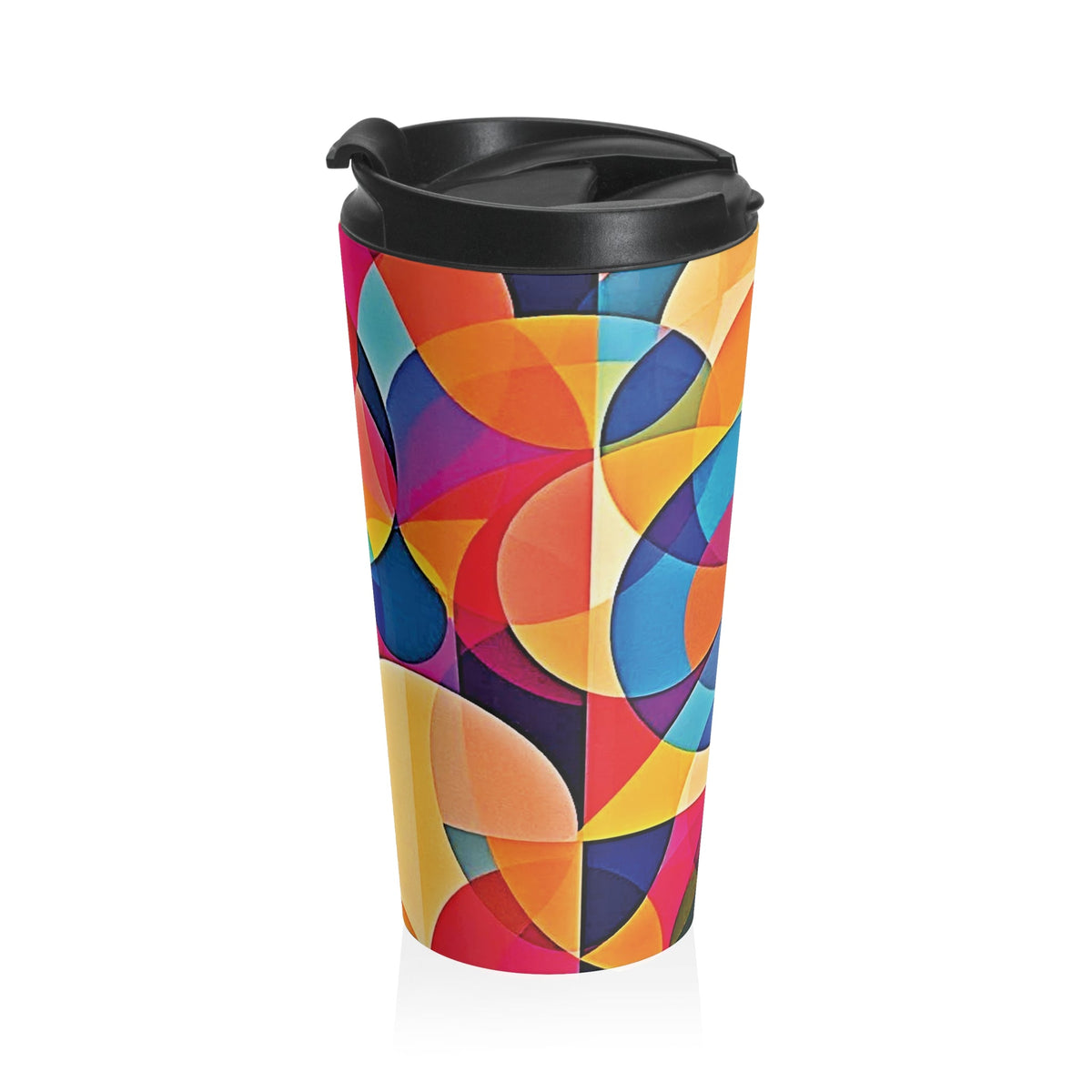 Mug de voyage géométrique coloré en acier inoxydable — Design d'art abstrait moderne