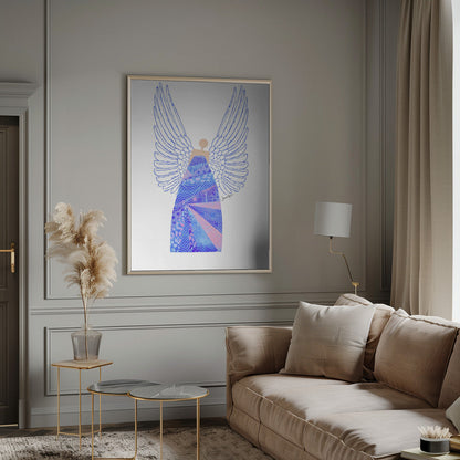 Tableau mural Ange en bleu sur toile