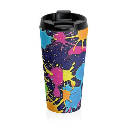 Mug de voyage en acier inoxydable Color Splash — Motif éclaboussures de peinture vives