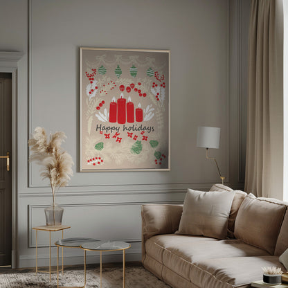 Art mural joyeuses fêtes - impression sur toile illustration d'art populaire