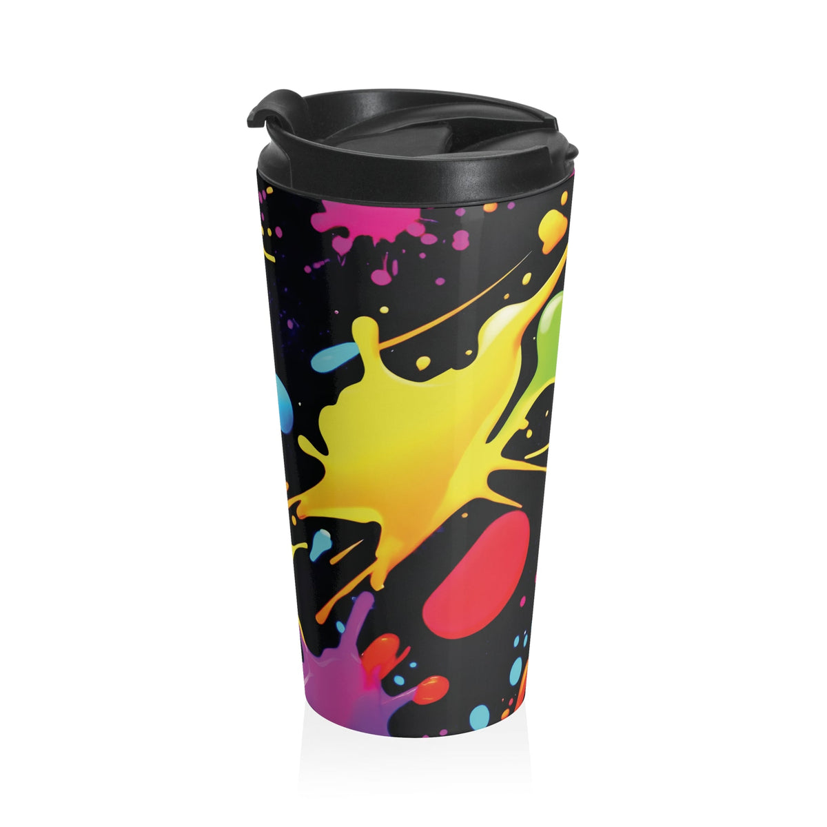 Mug de voyage en acier inoxydable éclat de peinture néon | Gobelet éclaboussures colorées