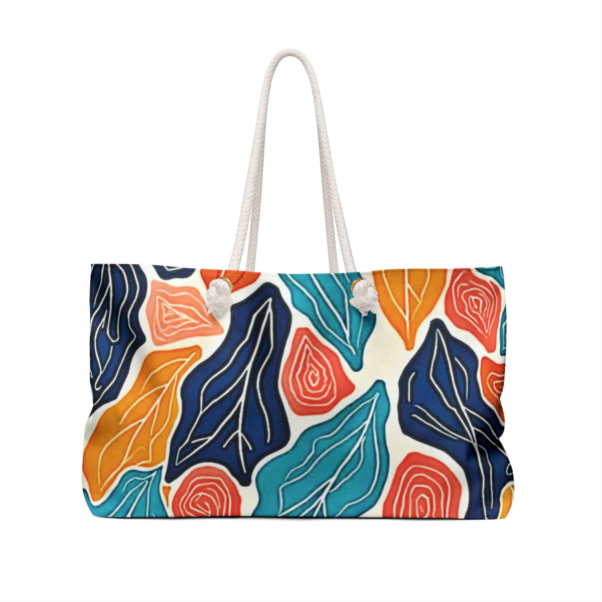 Sac de voyage abstrait coloré à motifs de feuilles | Sac de plage | Grand cabas | Sac de maman de tous les jours | Sac de cabine pour maman