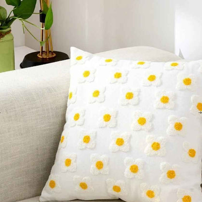 Housse de coussin décorative à broderies florales