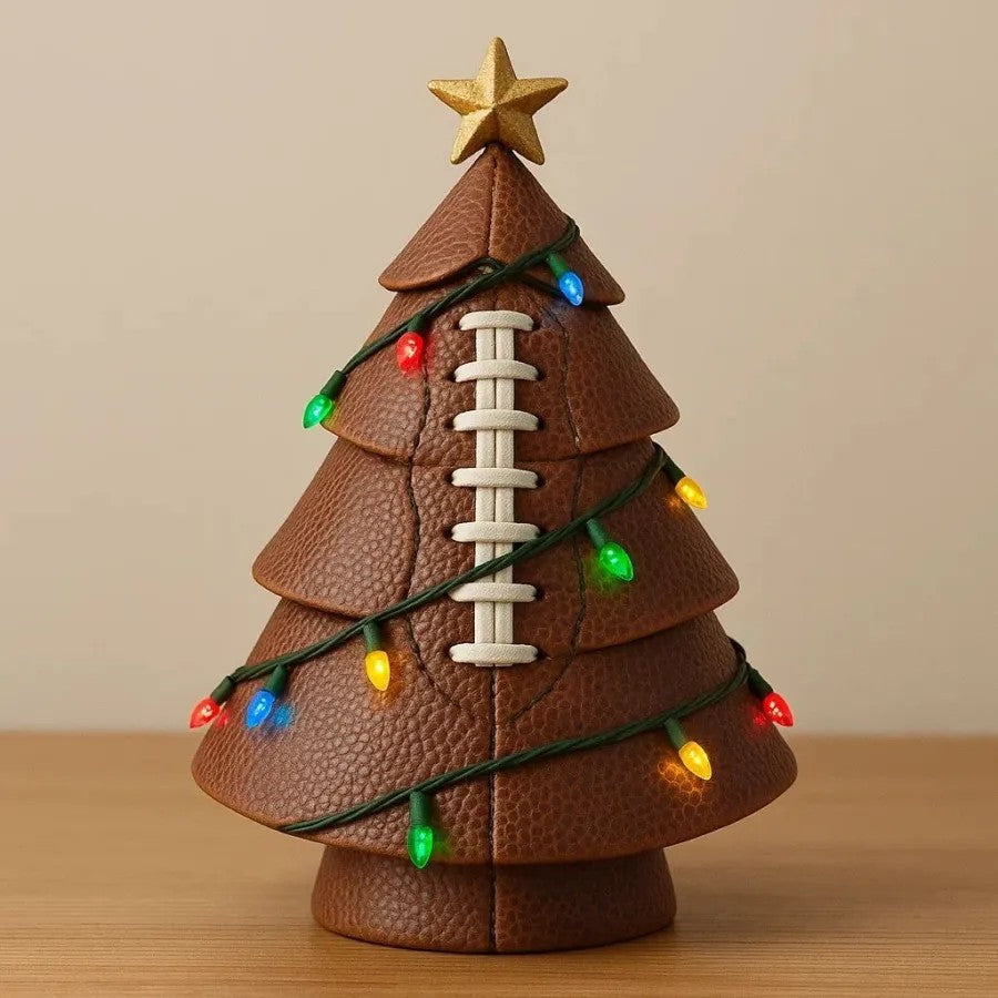 Sports Ball Christmas Tree Figurine - Resin Holiday Tabletop Decoration