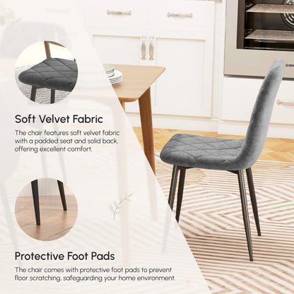 Ensemble de 4 chaises de salle à manger rembourrées grises – Chaises modernes pour cuisine et salle à manger avec pieds en acier (Livraison aux États-Unis et au Canada uniquement)