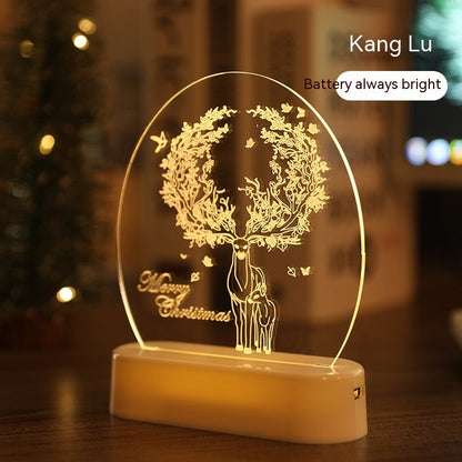 LED Christmas Night Light – Reindeer Ambience Lamp, Warm White, USB/Battery