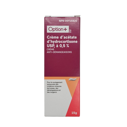 Option+ Hydrocortisone Acetate Cream USP 0.5% Anti-Itch – 15g