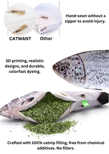 Jouet Douillet Poisson 100 % Rempli d'Actinidia Polymorpha/Cataire