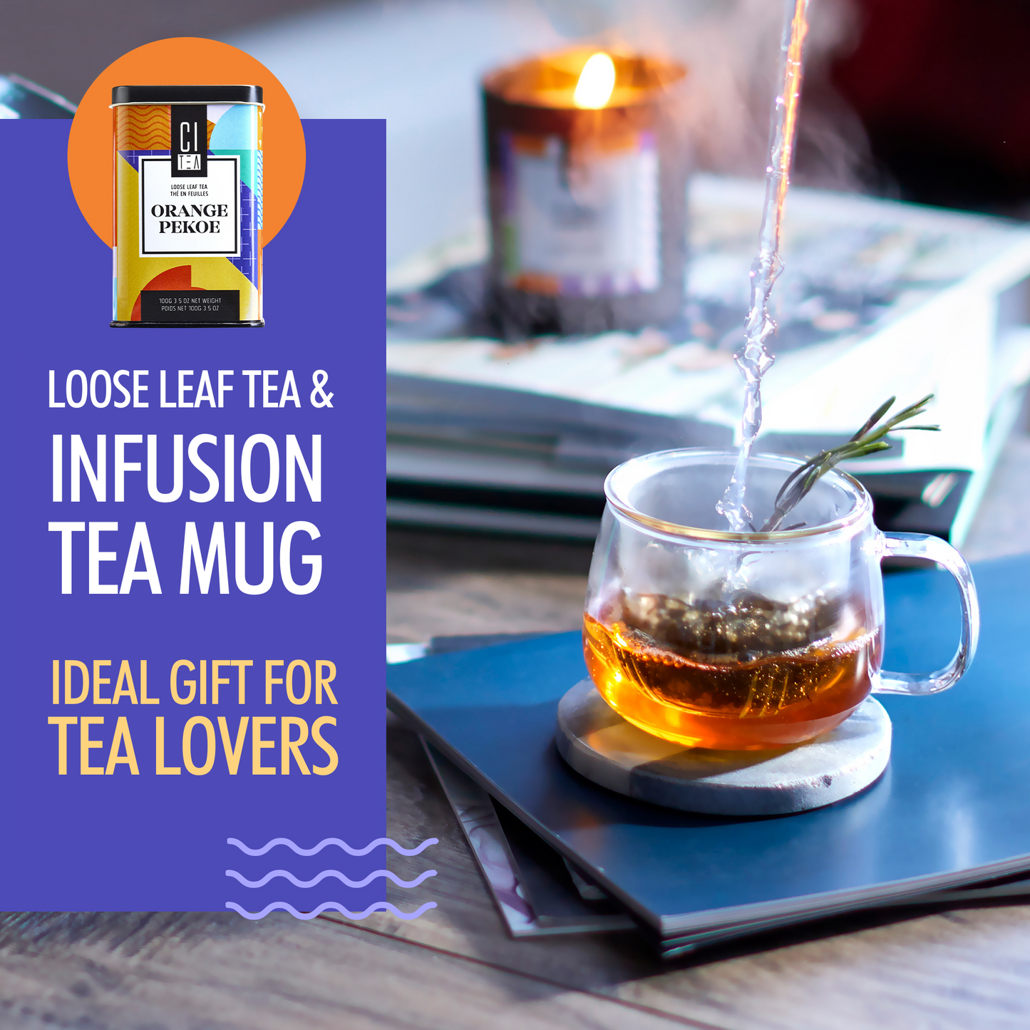 Thé en vrac Orange Pekoe et Tasse à infusion - Coffret cadeau de thé