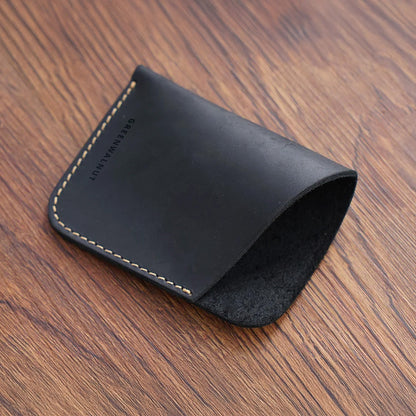Porte-cartes minimaliste en cuir véritable | Portefeuille fin en cuir fait main
