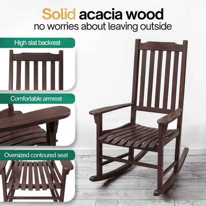 Chaise à bascule en bois Tranquillo Oasis pour patio, porche ou intérieur