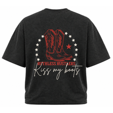 T-SHIRT OVERSIZE KISS MY BOOTS | Noir délavé