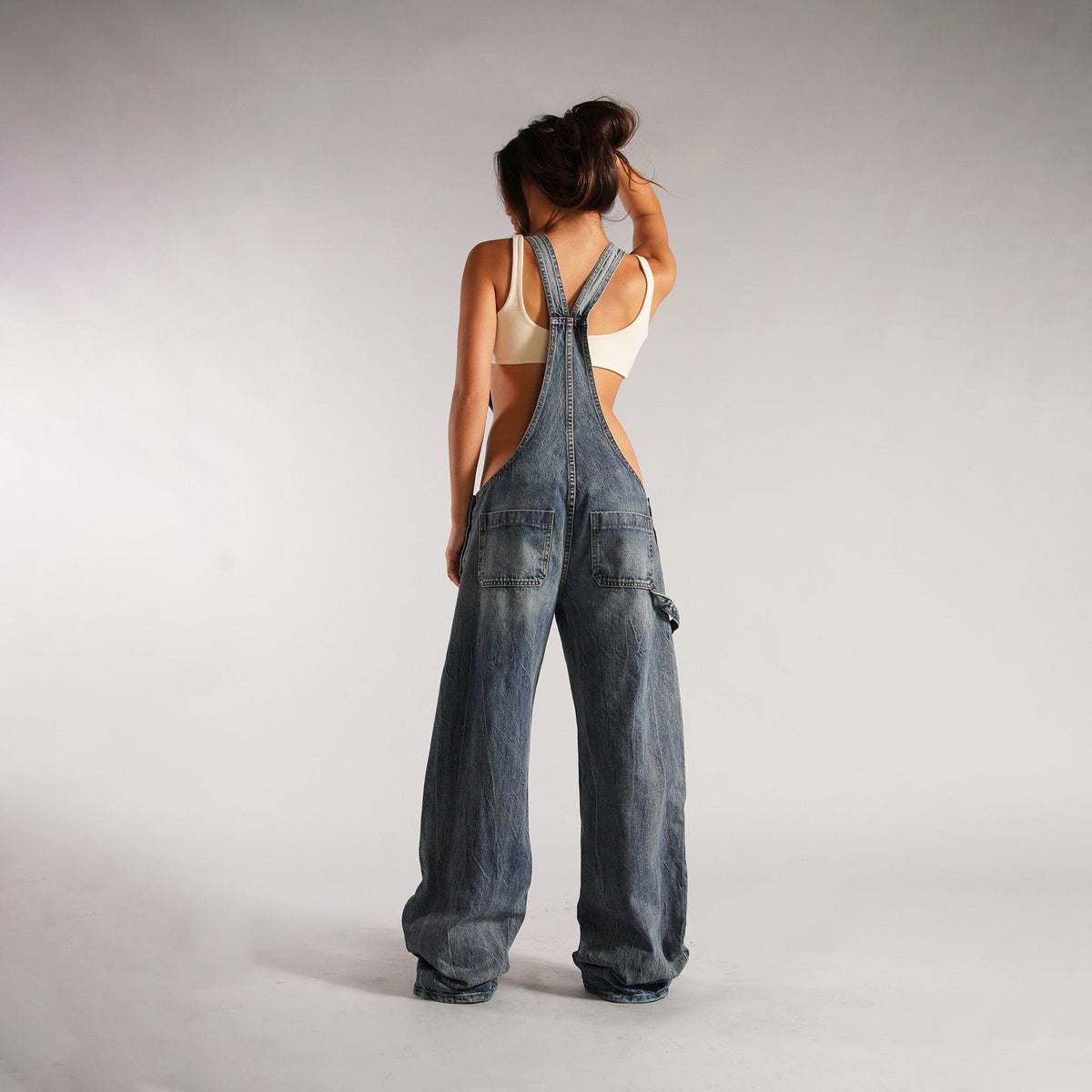 Combinaison en jean coupe ample pour femme – Salopette large style Y2K à bretelles