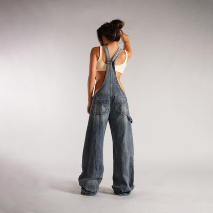 Combinaison en jean coupe ample pour femme – Salopette large style Y2K à bretelles